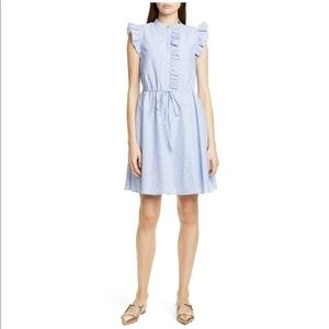 White/Blue Beyonc Ruffle Trim A-line Short